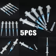 5 Set New 5ml Plastic Syringe with Blunt End Tip Needle and Storage Cap For Glue