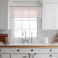 thumbnail image 3 of Red Striped Valance Curtains for Kitchen/Living Room/Bathroom/Bedroom Window, Rod Pocket Small Topper Half Short Window Curtains Voile Sheer Scarf, Rustic Red Stripe Modern Art Beige 60"x18", 3 of 8