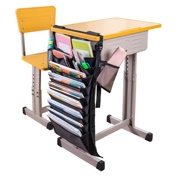Book Bag Holder For Desk Student Organizer Hanging Book Storage Canvas Pocket