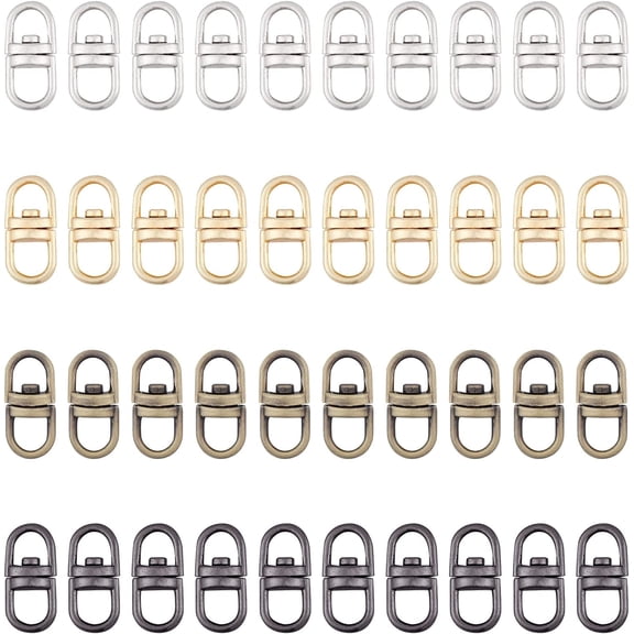 40pcs Key Chain Swivel Connectors Clasp 4 Colors Double Ended Metal Swivel Eye Hooks Swivel Lanyards Key Ring Connectors for DIY