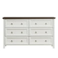 thumbnail image 2 of PORKISS 6 Drawer Dresser for Bedroom, Wooden Chest of Drawers with Metal Round Handle, Farmhouse Rustic Tall Storage Organizer for Adults, Living Room, Hallway, White, 2 of 9
