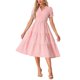 thumbnail image 1 of Vestido de gingham para mujer INSPIRE CHIC con volantes, escote en V, decoración de botones, vestido midi fluido, rosa S, 1 of 6