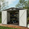 thumbnail image 6 of Sunmthink Outdoor Storage Shed, Metal Shed with Lockable Door & Air Vent for Backyard, Garden, Black, 6 of 7