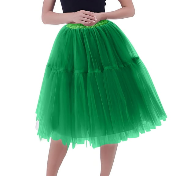 APEXFWDT Women Tulle Skirt Adult Layered Pleated Tutu Skirt A Line Knee Length Petticoat Girl Prom Party Skirt Tutus for Women