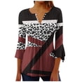 thumbnail image 1 of Blusas de Algodón para las Mujeres Impresas 3/4 Mangas V-Cuello Camiseta, Blusa de Algodón de Imitación Casual para las Mujeres, 1 of 5