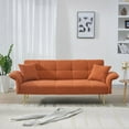 thumbnail image 4 of BSHTI 70.1 inch Futon Sofa Couch, Modern Convertible Double Sofa Bed with Folding Armrests for livingroom,Orange, 4 of 10
