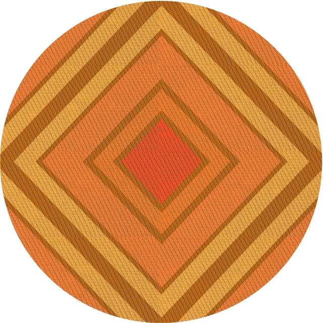 Ahgly Company Tapis Rond Lavable en Machine Intérieur Transitionnel Orange Rouge Orange, 3 Pieds Rond
