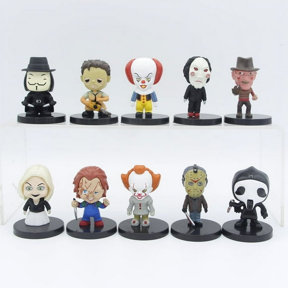Zshan 10pcs Horror Character Action Figures Set,Mini Super Villain Minifigures Model for Fans Birthday Party Cake Topper,Easter Halloween Parties Decoration