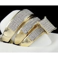 thumbnail image 3 of Bluebelljewels Women's & Men's 14K Yellow Gold Finish Round Cut Cubic Zirconia Trio Ring Set, 3 of 4