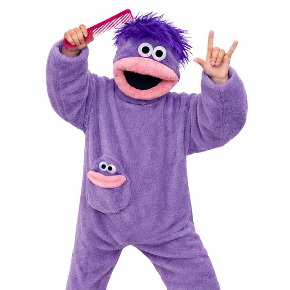 GWAABD Silly Big Mouth Monster Onesie, Funny Big Mouth Monster Onesie Pajamas, Soft Plush Loungewear Dark Purple XL Size