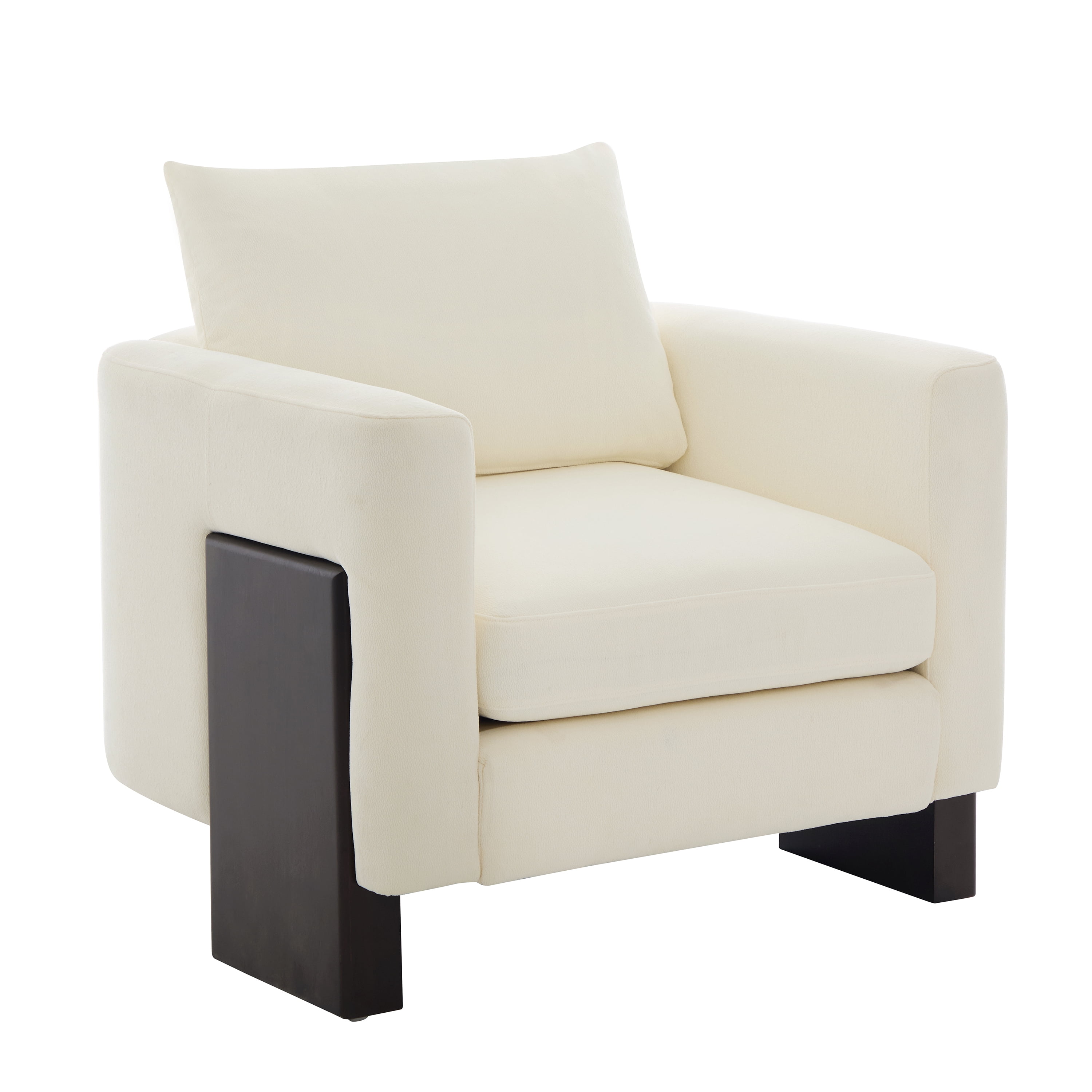 Euroco Mid Century Modern Accent Chair,Upholstered Armchair Single Sofa with Rubber Wood Legs,Comfy Reading Chair for Bedroom, Living Room,Office,Beige