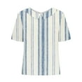 thumbnail image 5 of XuJwPNcy Summer Tops for Women Fashion V Neck Short Sleeve Shirts Casual Baggy Striped Printed Tops, 5 of 5