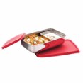 thumbnail image 1 of Stainless Steel Compact Small Steel Lunch Box - Red, 150ml+550ml | Two Compartments With Airtight Lid - Leak Resistant, Microwave Safe, 1 of 4