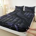 thumbnail image 3 of Feelyou Black Magic Crow Full Size Sheets for Kid, Dreamy Purple Flower Bed Sheets, Western Tribal Damask Sheet Sets, Breathable Home Decor, 4-Piece, 3 of 7