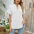 thumbnail image 2 of Posijego Women's Business Button down Shirts V Neck Short Sleeve Dress Shirt Lightweight Casual Work Blouses, 2 of 7