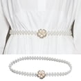 thumbnail image 3 of Mightlink Pearl Belt for Women Fashion Floral Pearl Decorative Waist Chain Sweet Dress Elastic Belt Elegant Party Accessory, 3 of 6