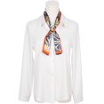 thumbnail image 2 of INSPIRE CHIC Women's Floral Printed Contrast Color Scarf, Skinny Long Hair Ribbon Neck Tie Scarves Neckerchief 95x9cm/37.4x3.5"(LxW) Red-Navy Blue, 2 of 6