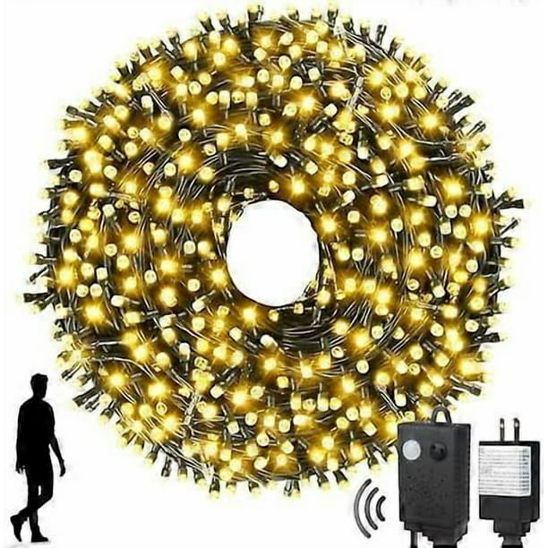 Motion Sensor Music Christmas Lights Outdoor Indoor, 108FT 300LED Christmas Tree Lights, Warm White Christmas String Lights for Tree Party Decorations