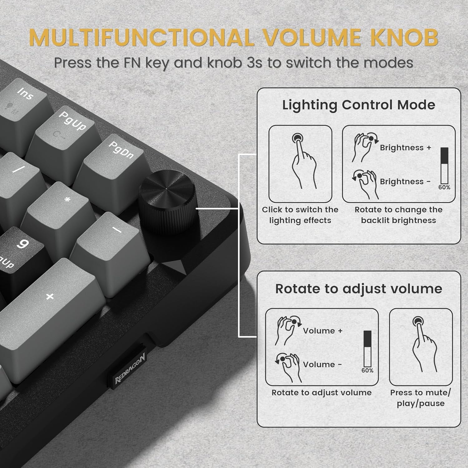 COSTOM Wireless Mechanical Keyboard, 3 Mode Gasket Mounted RGB Gaming Keyboard with Volume Knob, Pre-Lubed Linear Switches, MDA-Profile, 98 Keys Hot Swappable Creamy Keyboard for PC/Tablet/Xbox/PS4