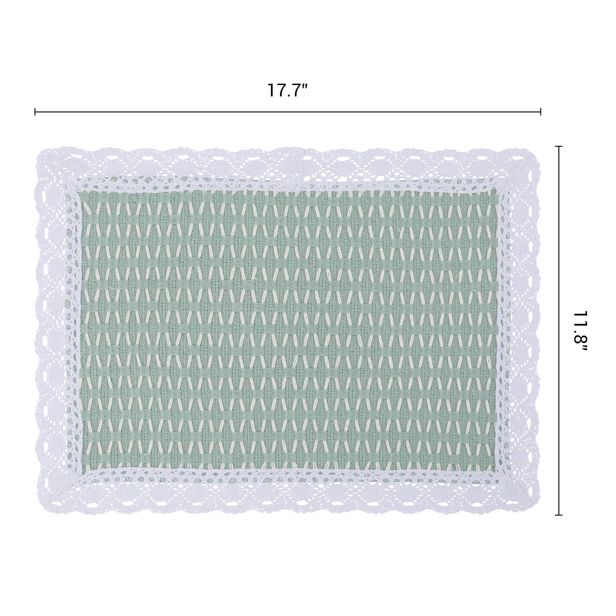 Unique Bargains Rustic Set of 4 Rectangle Woven Placemats Green 17.7x11.8inch
