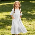 thumbnail image 6 of Auroural Girls Long Dresses Girls Summer Casual Dress with Ruffles Short Sleeve Round-Neck Dress for 4-14Y, 6 of 8
