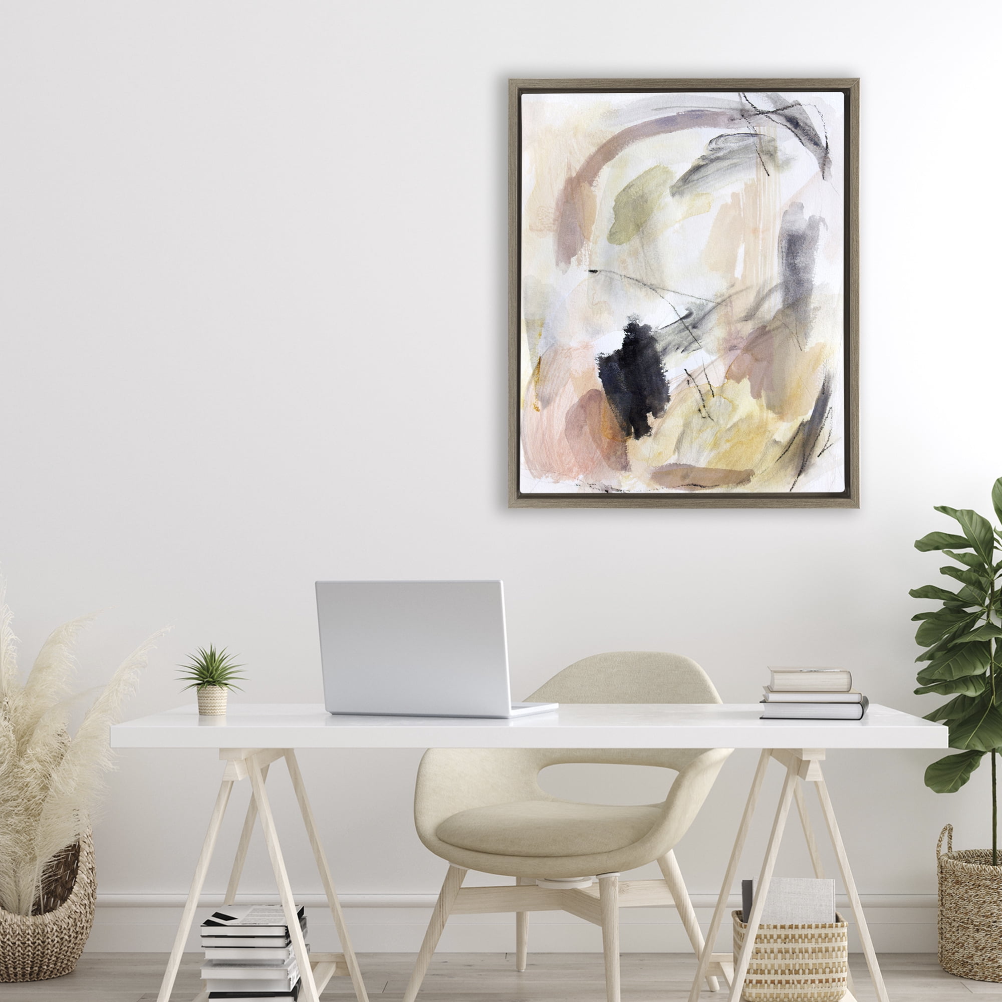 Stupell Industries Chaotic Sketches Paint Strokes Brown Framed Floater Canvas Wall Art, design by Hope Bainbridge
