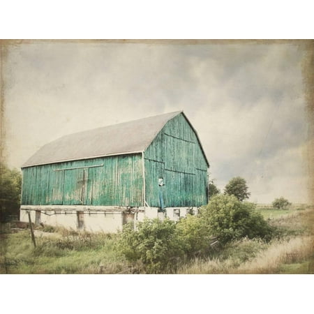 - Late Summer Barn I Crop Vintage Turquoise Teal Farmhouse Country Photo Print Wall Art By Elizabeth Urquhart