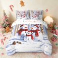 thumbnail image 3 of Manfei Snowman Twin Bedding 7pcs Snow Bedding Comforter Set, Blue White, Xmas Reversible, 3 of 6