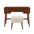 thumbnail image 4 of Pemberly Row Wood Vanity & Stool Set Flip Up Mirror 2 Drawers in Walnut Brown, 4 of 15