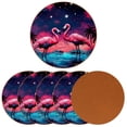 thumbnail image 2 of Flamingo 6PCS Round Car Coasters, Microfiber Leather Cup Holders for Car, 11x11 cm/4.3x4.3 in, Absorbent Car Coaster Set of 6, Car Accessories for Women and Men, 2 of 6