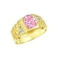 thumbnail image 3 of RYLOS Men's Rings 14K Yellow Gold Designer Nugget Ring Oval 9X7MM Gemstone & Diamonds  Pink Ice October Birthstone Rings For Man Size 11, 3 of 7