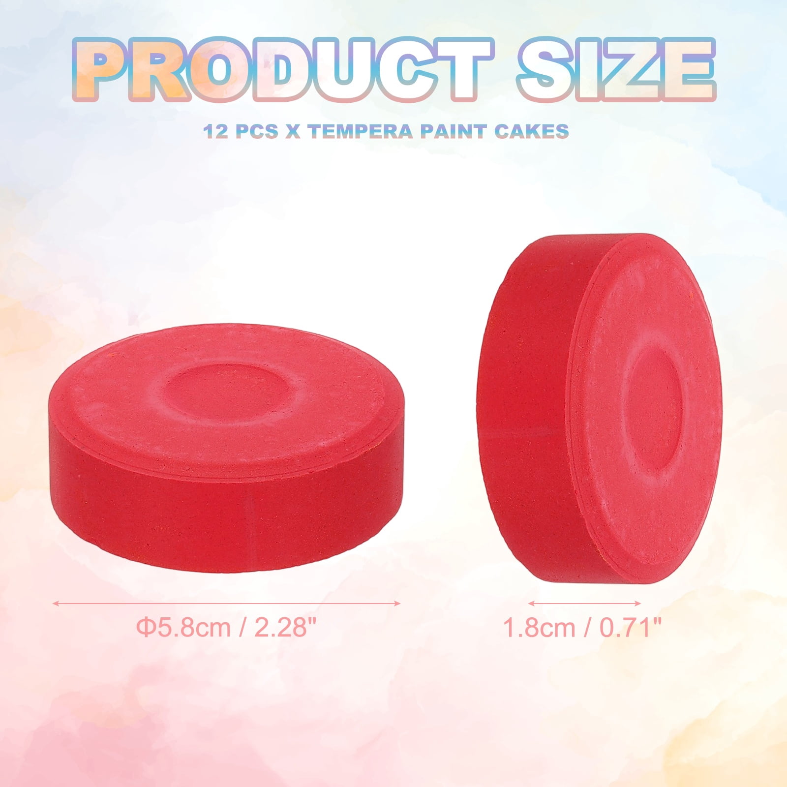 Uxcell 12 Pcs Washable Tempera, 2.3"x0.7" Large Tempera Paint Cakes Bulk Paints Blocks Art Supplies Watercolor Cake for Artists Art Painting Drawing DIY Crafting, Red
