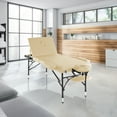 thumbnail image 2 of Saloniture Professional Portable Lightweight Tri-Fold Massage Table with Aluminum Legs - Includes Headrest, Face Cradle, Armrests and Carrying Case, Cream, 2 of 7