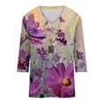 thumbnail image 5 of Hauts à Manches 3/4 pour Femmes Mode Imprimée T-Shirt Ample Blouse à Manches 3/4 Col en V Hauts Décontractés T-Shirts pour Femmes Mode T-Shirts à Manches 3/4 pour Femmes, 5 of 5