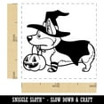 thumbnail image 2 of Corgi Trick-or-Treating Witch Costume Halloween Self-Inking Rubber Stamp Ink Stamper - Green Ink - Small 1 Inch, 2 of 7