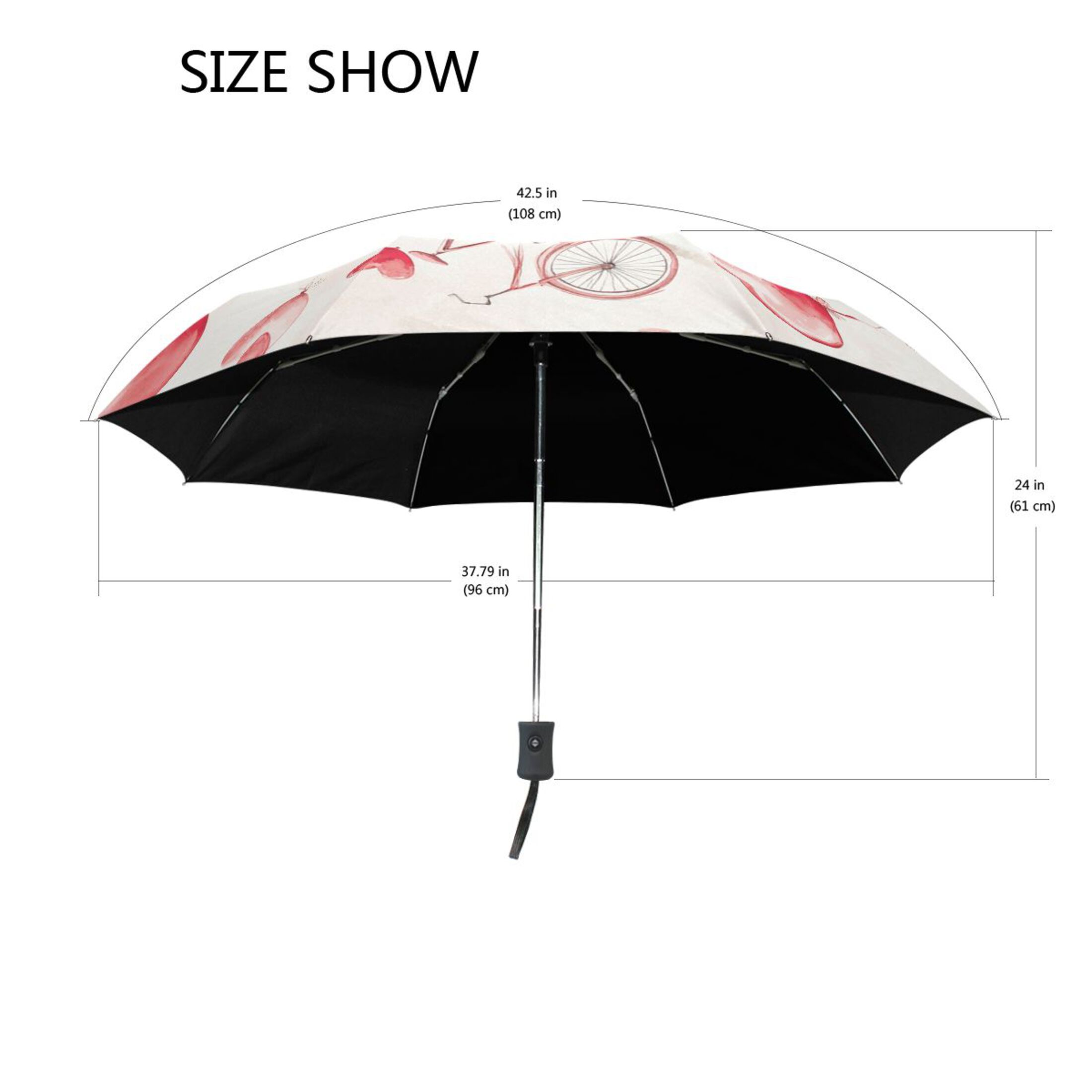 BZSMCE One-Touch Auto Open Close Rain Umbrella With Creative Parisian Romance Pattern