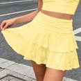 thumbnail image 2 of Wxolcjlv Womens Lace Ruffled Mini Skirt High Waist Tiered Layered Skirts, 2 of 6