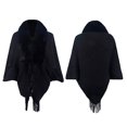thumbnail image 4 of YABCSAZ Women's Winter Knit Fringe Fur Collar Shawl, Ladies Knitted Loose Thickened Shawl Knit Batwing Sleeve Faux Fur Collar Cardigan Sweater Knitted Shawl Wrap Hem Cape Cloak Open Front Outerwear, 4 of 4