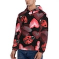 thumbnail image 3 of Sikiie Ladybugs and Red Hearts Men's Hoodie, Essentials Hoodie, Sweatshirt, Pullover Hooded Sweatshirt for Men-Small, 3 of 7