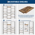 thumbnail image 6 of Roromall 5-Tier Triple Bookshelf with 14 Adjustable Shelves, Industrial Steel Frame with X-Back Brace, Reinforced Anti-Tip Design Vintage Bookshelf for Living Room, Office, Home, 6 of 8