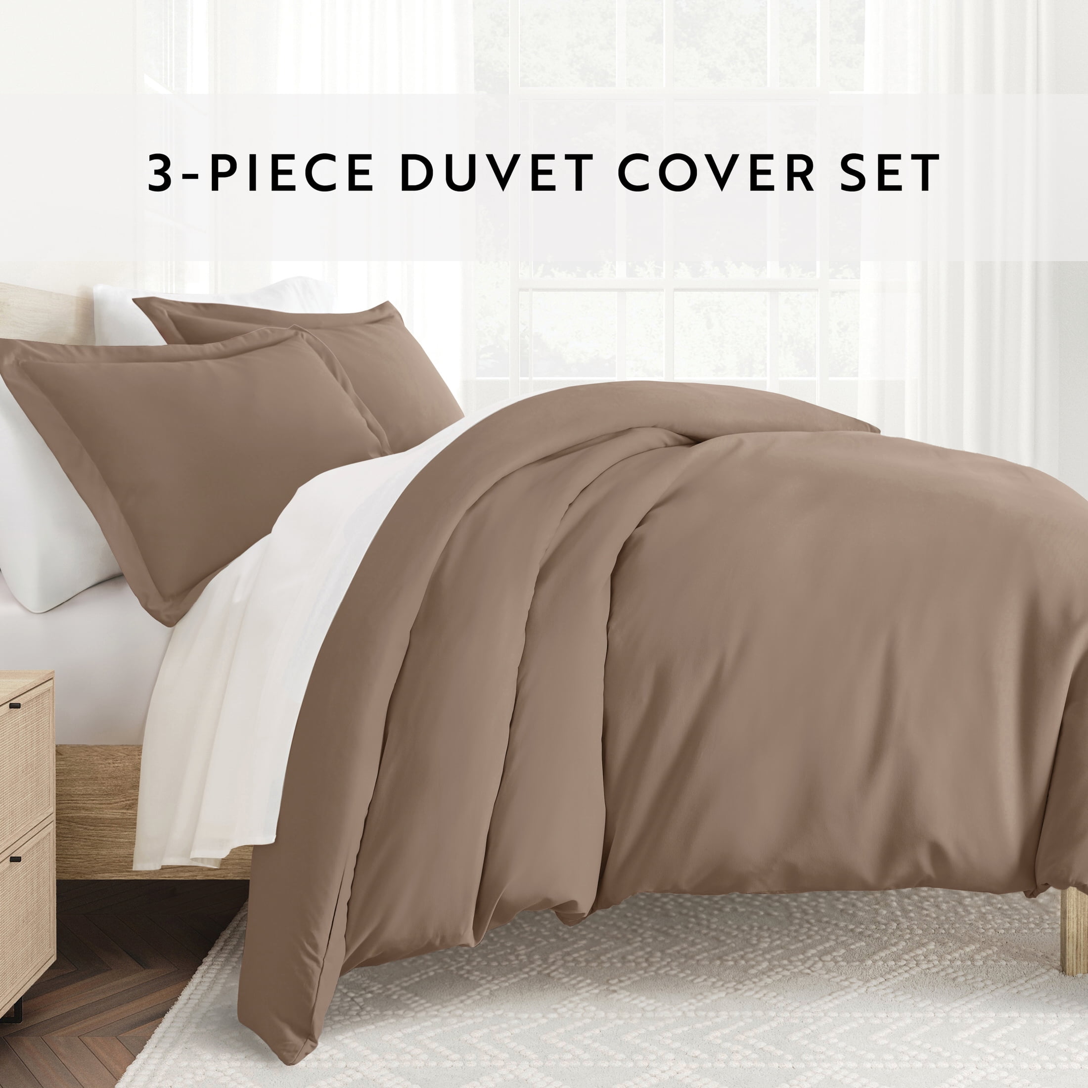Noble Linens 3-Piece Taupe Duvet Cover Set, King/Cal King