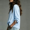 thumbnail image 5 of dazeni Oversized Blouse for Women Ruched Drawstring Long Sleeve Tops Loose Fit V Neck Shirts Casual Dressy Top Sky Blue XX-Large, 5 of 6