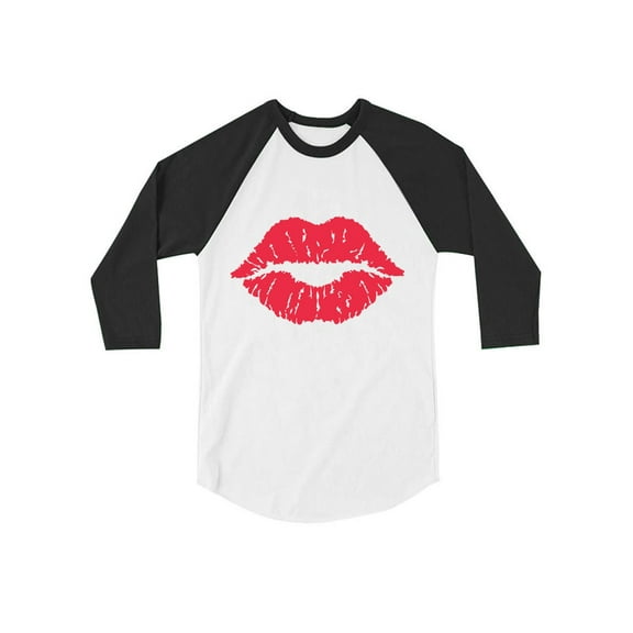 Tstars Girls Valentine's Day Beautiful Shirts for Kids Love Red Lips Cute Casual Gift Idea for Girl Toddler Raglan 3-4 Sleeve Baseball Tee