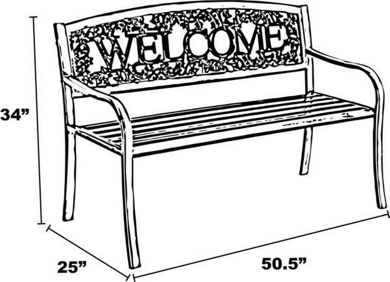 Leigh Country TX 94108 Adult Outdoor Metal Welcome Patio Bench - Black and Gold - image 5 of 5