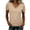 Beige #1, variant on Womens V Neck Tshirts Shirts Solid Color Short Sleeve Tops for Women Casual 2026 Summer Basic Tees Loose Fit Pink 2XL