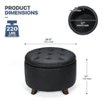 thumbnail image 2 of MoNiBloom Storage Ottoman with Padded Seat, Modern PU Leather Footrest, Round Seat Stool, Black, 2 of 8