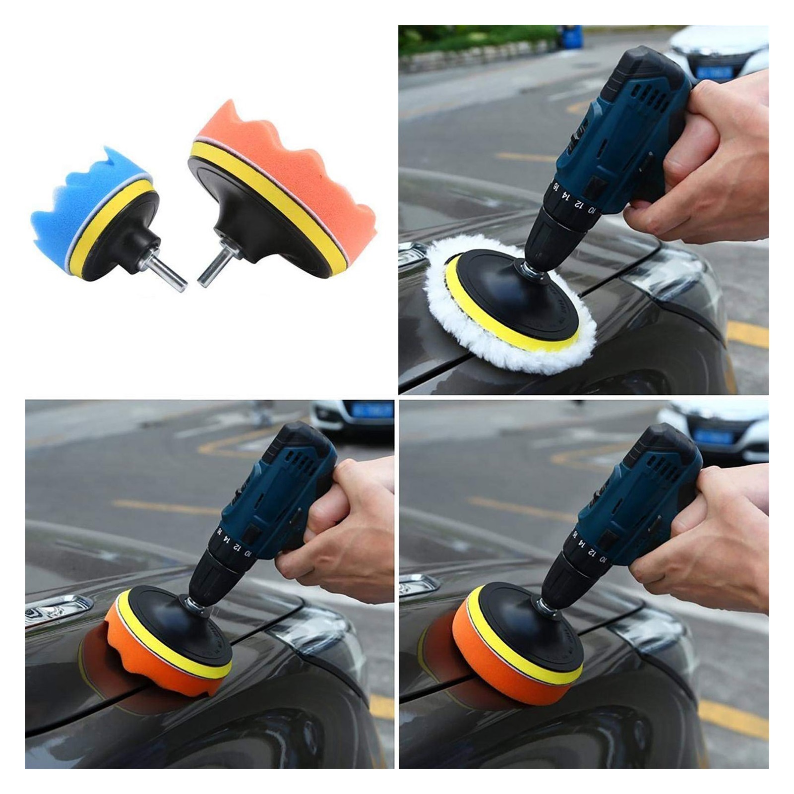 12pcs/Set Sponge Car Polisher Waxing Pads Buffing Kit For Boat Car Polish Buffer Drill Wheel Polishing Removes Scratches