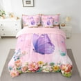 thumbnail image 2 of Homewish Cute Butterfly 7-Piece Twin Bedding Sets,Kawaii Colorful Floral Bedding Comforter Set,Pink Purple Sheet Sets For Girls Teens,Luxury Bedroom Decor Reversible, 2 of 8