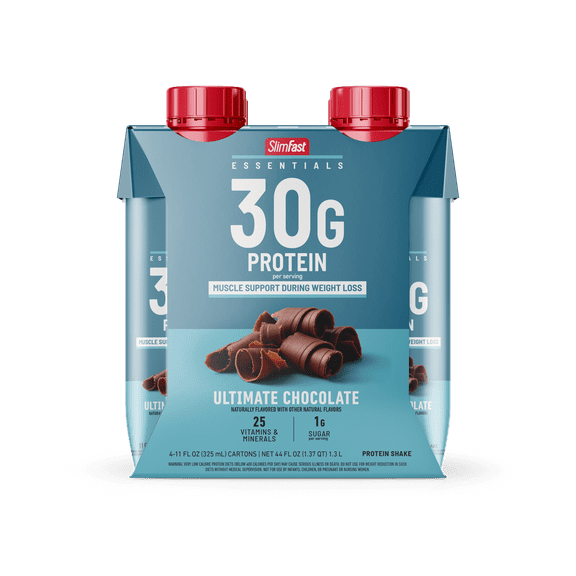 SlimFast Essentials High Protein Shake, Ready to Drink Chocolate, 11 fl oz, 4ct