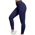 thumbnail image 3 of HUPOM Womens Wide Leg Pants Casual Cargo Pants Track Pants High Waist Rise Full Straight-Leg Navy L, 3 of 5